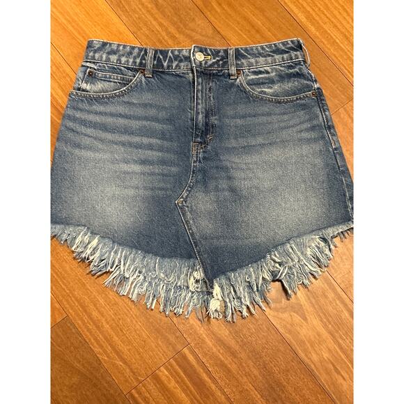 We The Free Fringed Denim Skirt Size 27 - Picture 1 of 7